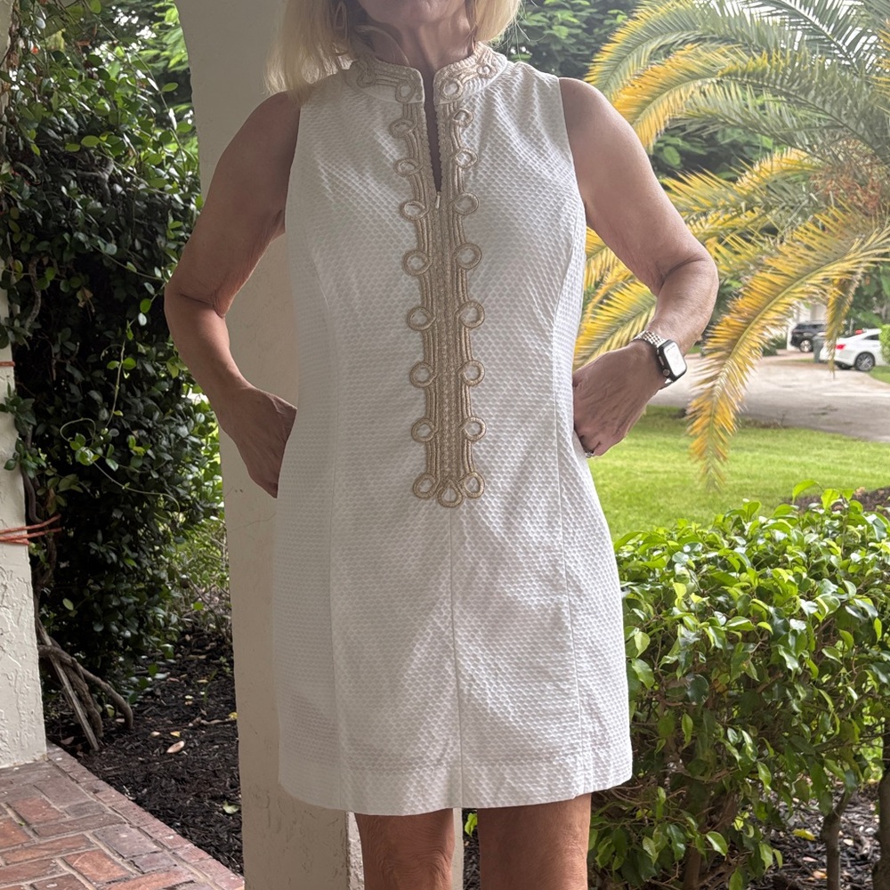 Lilly Pulitzer White Mini Dress with Gold Accents - Picture 2 of 5